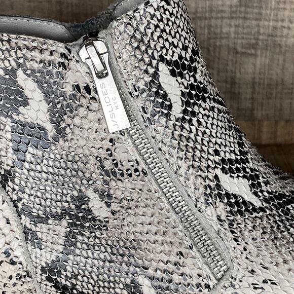 J/Slides Sky Wedge Bootie Double Side Zip Snake Print Shoes Size 8.5 - Picture 8 of 10